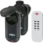 Funkschalt-Set RC CE1 0201, 2 Funksteckdosen IP44 f&uuml;r au&szlig;en, Handsender, schwarz
