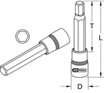3/4" Bit-Stecknuss Innensechskant, lang, 19mm