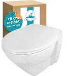 Erh&ouml;htes Wand-WC Modern Plus in Wei&szlig;, sp&uuml;lrandlos mit Erh&ouml;hung +6 cm mit WC Sitz