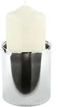 SOBRIO Stumpenkerzenhalter silber L - H&ouml;he 11 cm