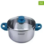 FM Professional 2tlg. Set: Edelstahl-Kochtopf ''Essential'' in Blau - 3,4 l