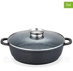 GSW 2tlg. Set: Servierpfanne ''Gourmet'' in Schwarz - &Oslash; 24 cm
