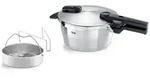 Fissler 3tlg. Set: Edelstahl-Schnellkochtopf "Vitaquick&reg; Premium" in Silber