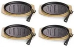 Echtwerk 4er.Set: Servierpf&auml;nnchen "Oval" in Schwarz