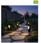 lumisky 4er-Set: LED-Solar-Gartenstecker ''Grilly'' in Schwarz - (H)34 x &Oslash; 8,5...