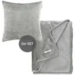 ESPRIT 2tlg. Set: Plaid & Kissenh&uuml;lle "Comfy" in Grau