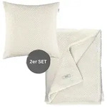 ESPRIT 2tlg. Set: Plaid & Kissenh&uuml;lle "Comfy" in Creme
