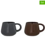 Bloomingville 2er-Set: Jumbotassen ''Noela'' in Grau - 350 ml