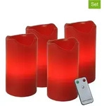 STAR Trading 4er-Set: LED-Wachskerzen "Advent" in Rot - (H)10 cm