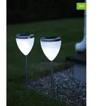 Best Season 2er-Set: LED-Solar-Gartenstecker in Chrom - (H)34 cm