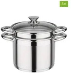 GSW 3tlg. Set: Pastatopf ''Treviso'' in Silber - (H)22 x &Oslash; 16,5 cm