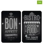 Wenko 2er-Set: Herdabdeckplatten "Bon Appetit" in Schwarz - (L)30 x (B)52 cm