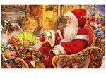 Krebs Glas Lauscha Mini-Adventskalender "Weihnachtsmann mit M&auml;dchen" in Bunt