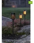 STAR Trading 3er-Set: LED-Solar-Gartenstecker "Flame Mini" in Schwarz - (H)40 cm