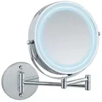 Wenko LED-Kosmetikspiegel "Power-Loc" in Silber - &Oslash; 17,5 cm