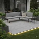 Niehoff Elba Diningsofa Stahl/Olefin Dunkelgrau|Hellgrau G677-540-160