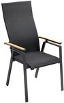 Solpuri Soul Gartensessel verstellbar Aluminium/Textilene/Teak Dunkelgrau