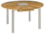Zebra Catax Ausziehtisch &Oslash;135/185cm Edelstahl/Teak recycelt Hellgrau AR7530