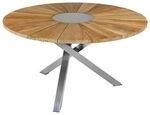 Zebra Oryx Gartentisch &Oslash;135 cm mit 3-Bein-Gestell Edelstahl/Teak Braun|Hellgrau