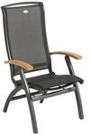 Hartman Da Vinci Klappsessel Aluminium/Textilene mit Teak-Armlehnen Dunkelgrau