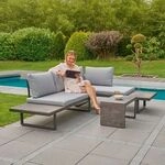 LC Garden Leyaro Ecklounge inkl. Loungetisch Aluminium/Polyester Dunkelgrau|Hellgrau