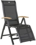 Hartman Alice Komfort-Relaxsessel Aluminium/Textilene mit Teak-Armlehnen Dunkelgrau