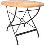Zebra Florence Biergarten-Klapptisch &Oslash;90 cm Stahl/Teak Schwarz|Braun AR2319-S