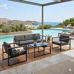 Acamp Space Loungeset inkl. Loungetisch Stahl/Polyester Dunkelgrau|Hellgrau 56727