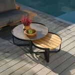 Zebra Fly Loungetisch-Set 2-tlg. Aluminium/Teak/Glaskeramik Dunkelgrau AR6238