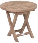 Zebra Poker Beistelltisch &Oslash;50 cm Teak mit Edelstahlbeschl&auml;gen AR23023-S