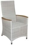 Zebra Loomus Gartensessel verstellbar Geflecht mit Teakarmlehnen Wei&szlig; AR23066
