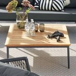 Musterring Menorca Loungetisch 89x89cm Aluminium/Teak Dunkelgrau|Braun G283-162-000