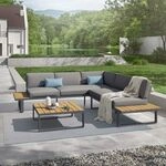 OUTLIV. Albufeira Ecklounge inkl. Loungetisch Aluminium/Polyester Schwarz|Hellgrau