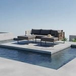 OUTLIV. Floris Ecklounge inkl. Loungetisch Stahl/Akazie/Polyester Schwarz|Dunkelgrau