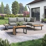 OUTLIV. Alpha Ecklounge inkl. Loungetisch Aluminium/Polyester Dunkelgrau|Hellgrau