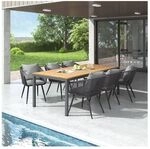 OUTLIV. Alex Gartenm&ouml;bel-Set L (6 Pl&auml;tze) Tisch 220x100cm Dunkelgrau|Hellgrau
