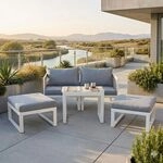 OUTLIV. Oscar Loungeset inkl. Loungetisch Aluminium/Polypropylen Wei&szlig;|Hellgrau