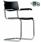 THONET S 43 F | Buche schwarz gebeizt | Stahlrohr-Freischwinger mit Armlehnen 