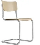 THONET S 43 | Buche klar lackiert | Stahlrohr-Freischwinger | Gestell verchromt