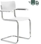 THONET S 43 F | Buche wei&szlig; lasiert | Stahlrohr-Freischwinger mit Armlehnen |...