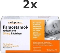 PZN-DE 09263913, PARACETAMOL-ratiopharm 75 mg Z&auml;pfchen 10 St, Grundpreis: &euro;