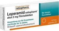 PZN-DE 00251191, Loperamid-ratiopharm akut 2 mg Filmtabletten, 10 St, Grundpreis: