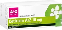 PZN-DE 06716136, AbZ Pharma Cetirizin AbZ 10 mg Filmtabletten bei Allergien, 20 St,