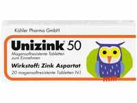 PZN-DE 00702162, Köhler Pharma Unizink 50 magensaftresistente Tabletten, 20 St,