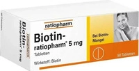 PZN-DE 03659722, Biotin-ratiopharm 5 mg Tabletten, 90 St, Grundpreis: &euro; 0,30 /