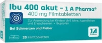 PZN-DE 02013219, Ibu 400 akut - 1 A Pharma bei Schmerzen und Fieber, 20 St,
