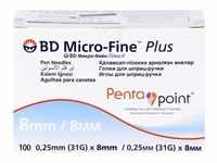 Bd Micro-fine+ 8 Pen-nadeln 0,25x8 mm