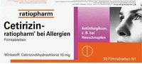 PZN-DE 02158142, Cetirizin ratiopharm bei Allergien Filmtabletten Inhalt: 20 St