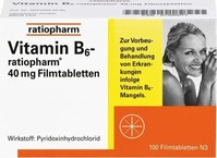 PZN-DE 01586077, Vitamin-B6-ratiopharm 40 mg Filmtabletten Inhalt: 100 St