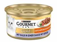 12x85g Gourmet Gold Zarte Häppchen Kalb & Gemüse Katzenfutter nass